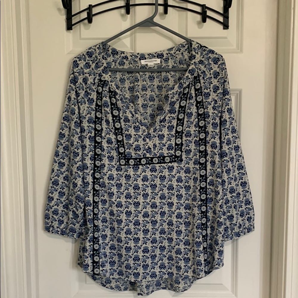 Beachlunchlounge Blue and White 3/4 Sleeve Tunic